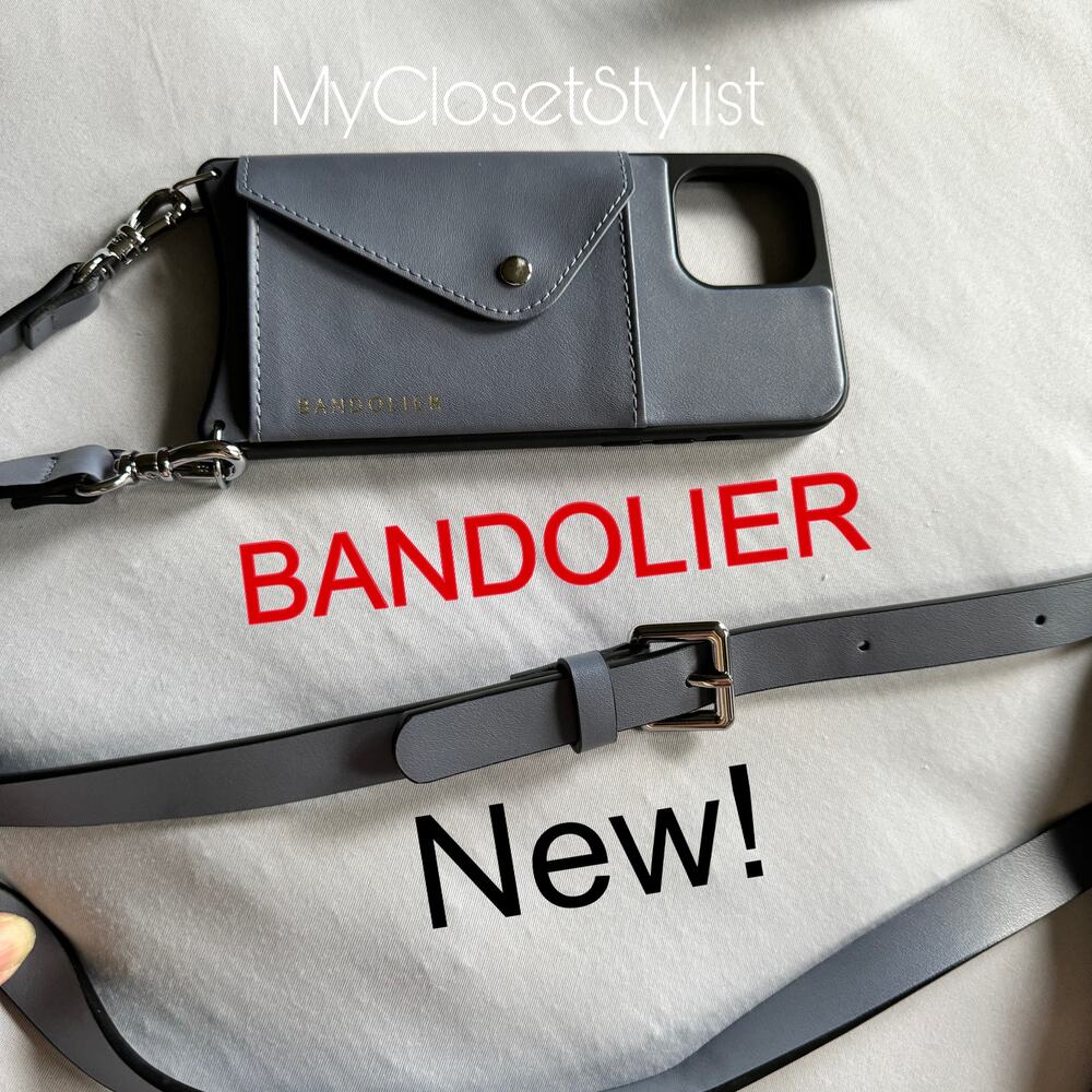 BANDOLIER iPhone 12 Pro Max Wallet Case Hailey Crossbody Strap SET RARE! Silver